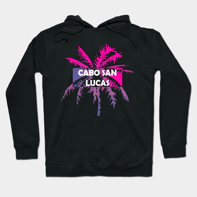 Cabo San Lucas Mexico Neon Tropics Vacation Palm Trees Hoodie by FilsonDesigns